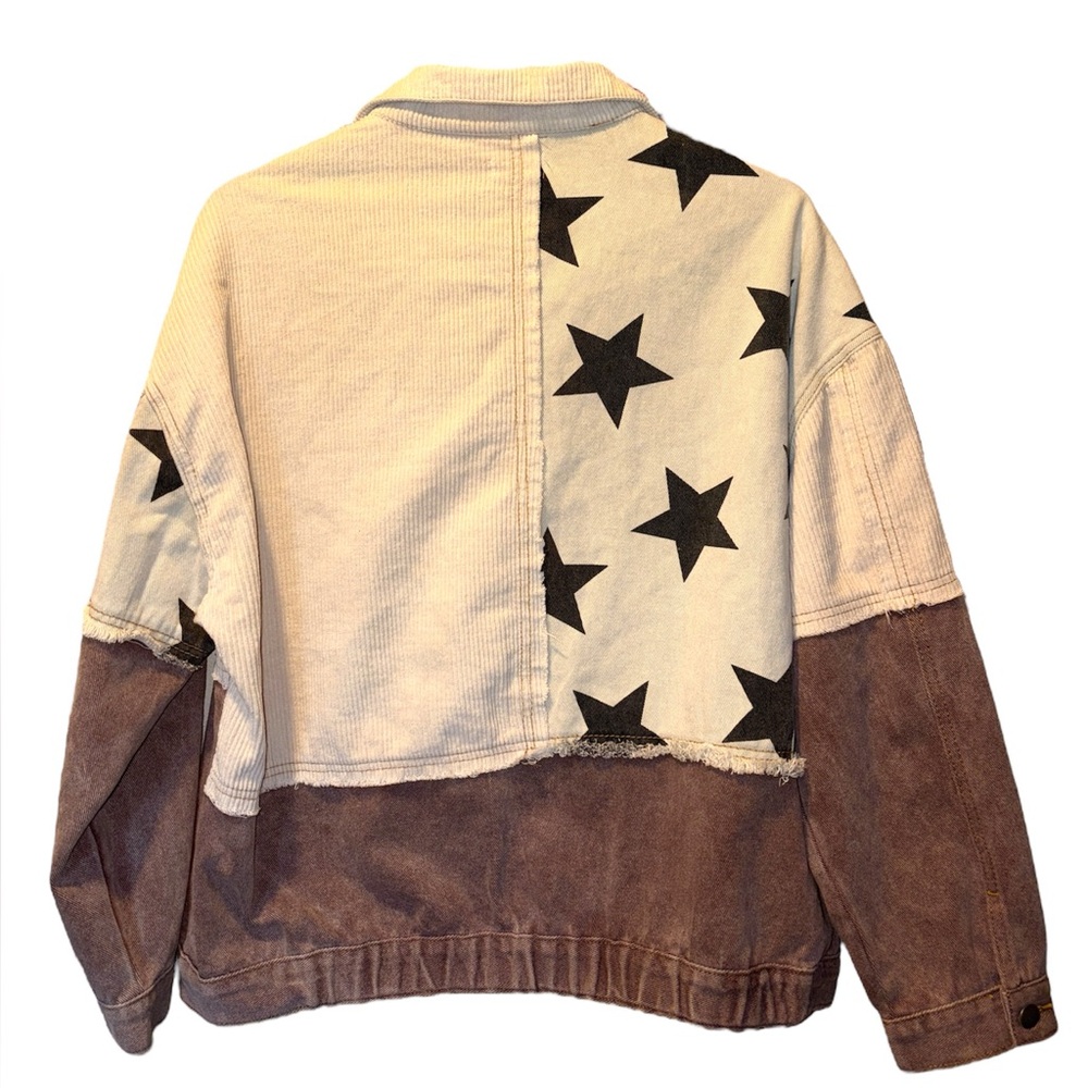 Pol Cream And Brown Star Patchwork Jacket - image 2